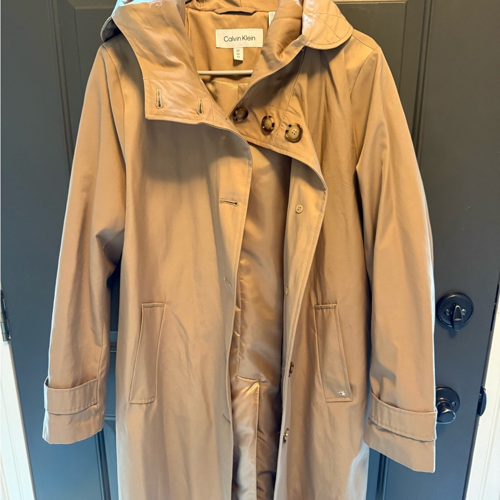 Calvin Klein Women's Camel Trench Coat with Hood